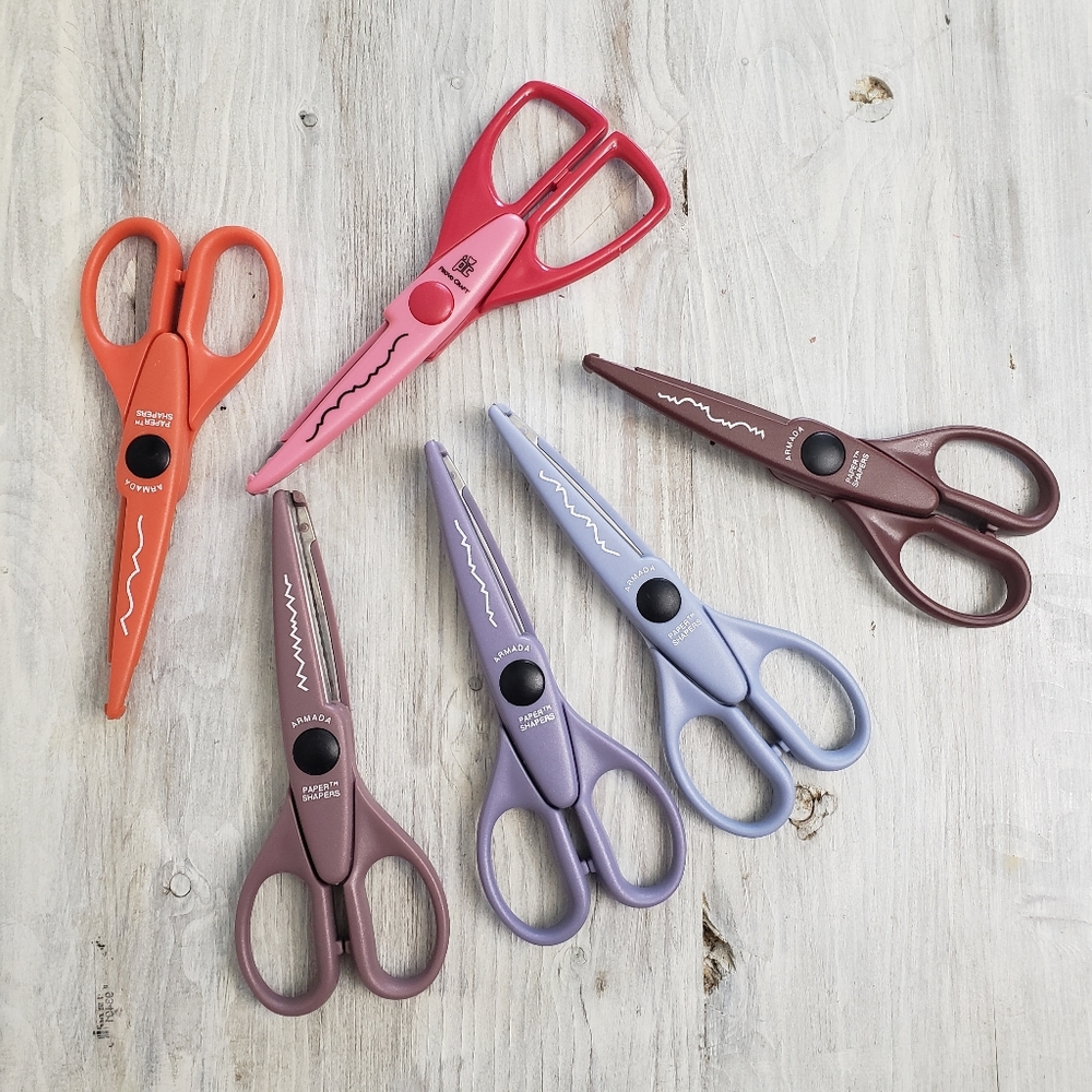 Sets Of 6 Crafting Scissors Assorted Colors Armada Paper Shapers